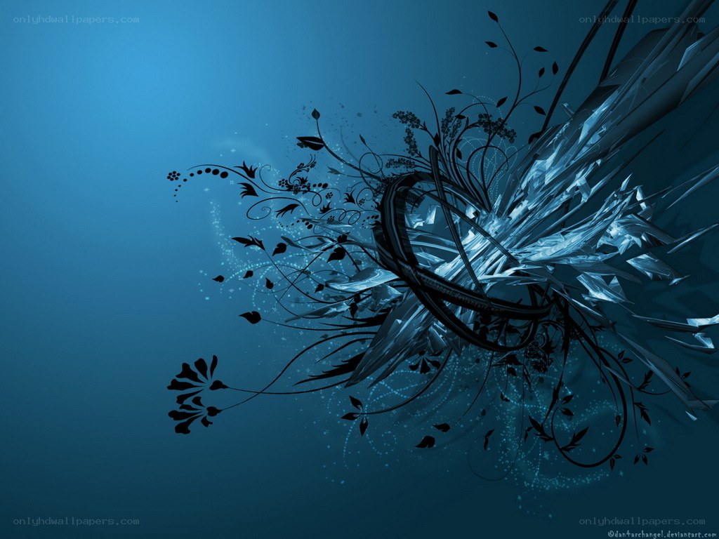 blue abstract floral design