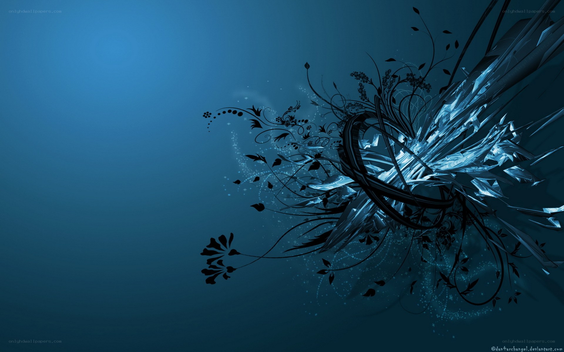 blue abstract floral design