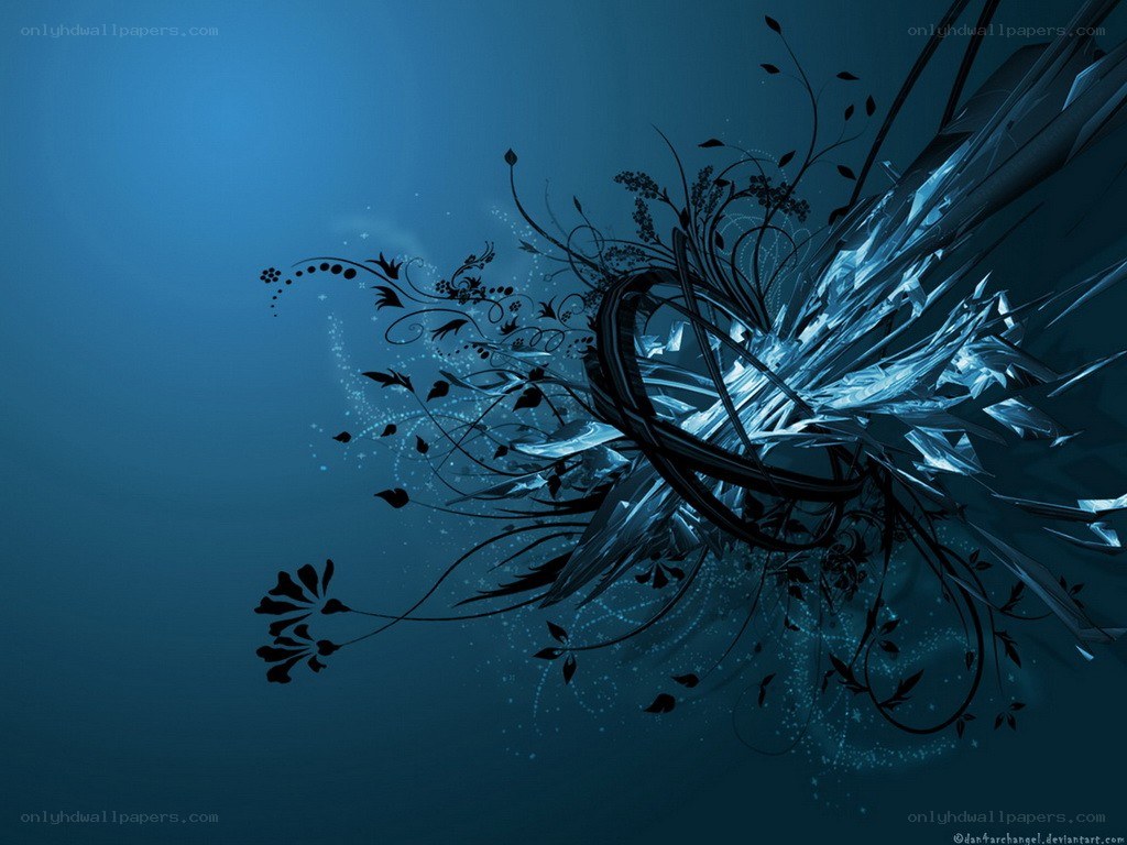 blue abstract floral design