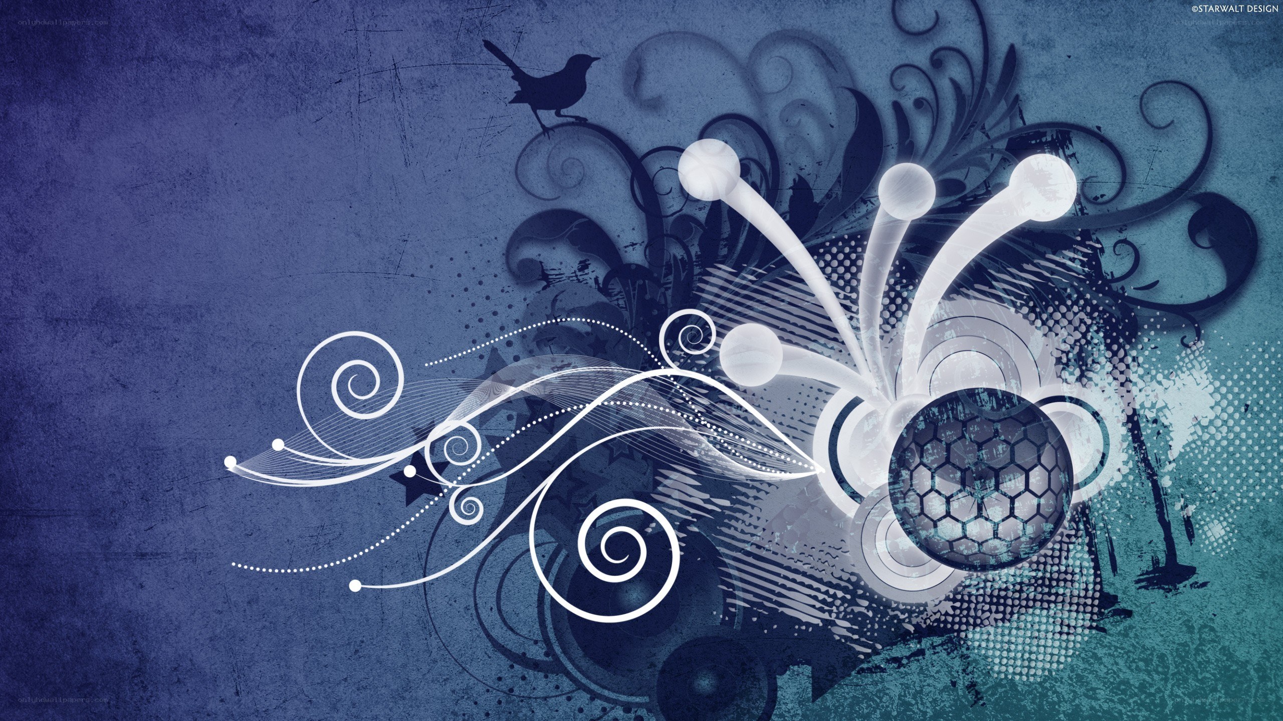 blue abstract floral design