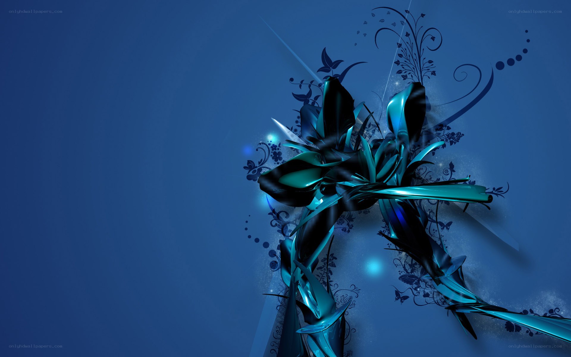 blue abstract floral design