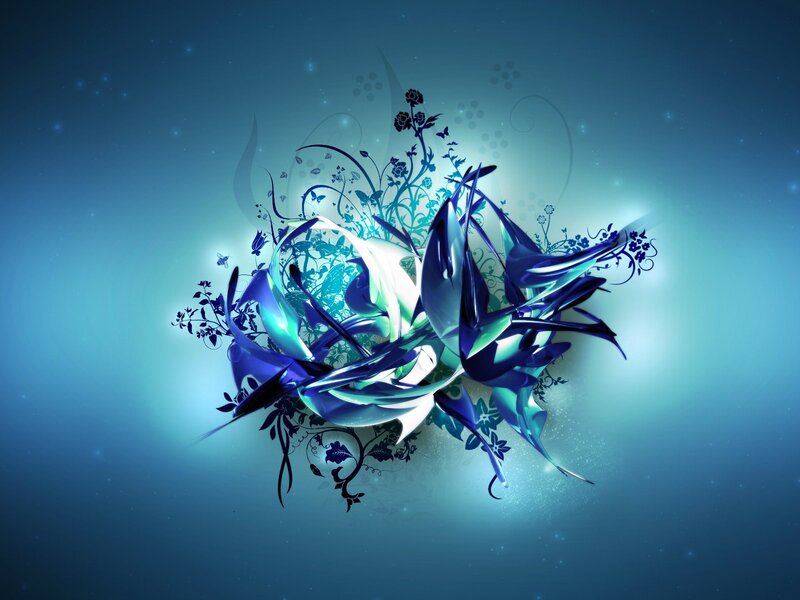 blue abstract floral design