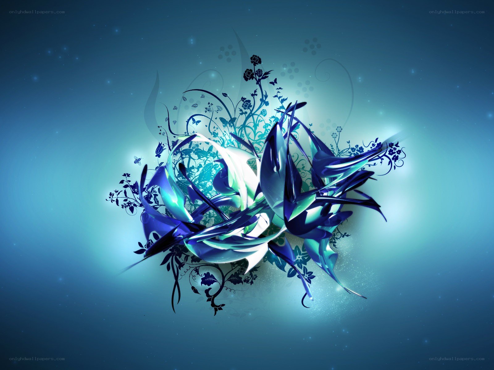 blue abstract floral design