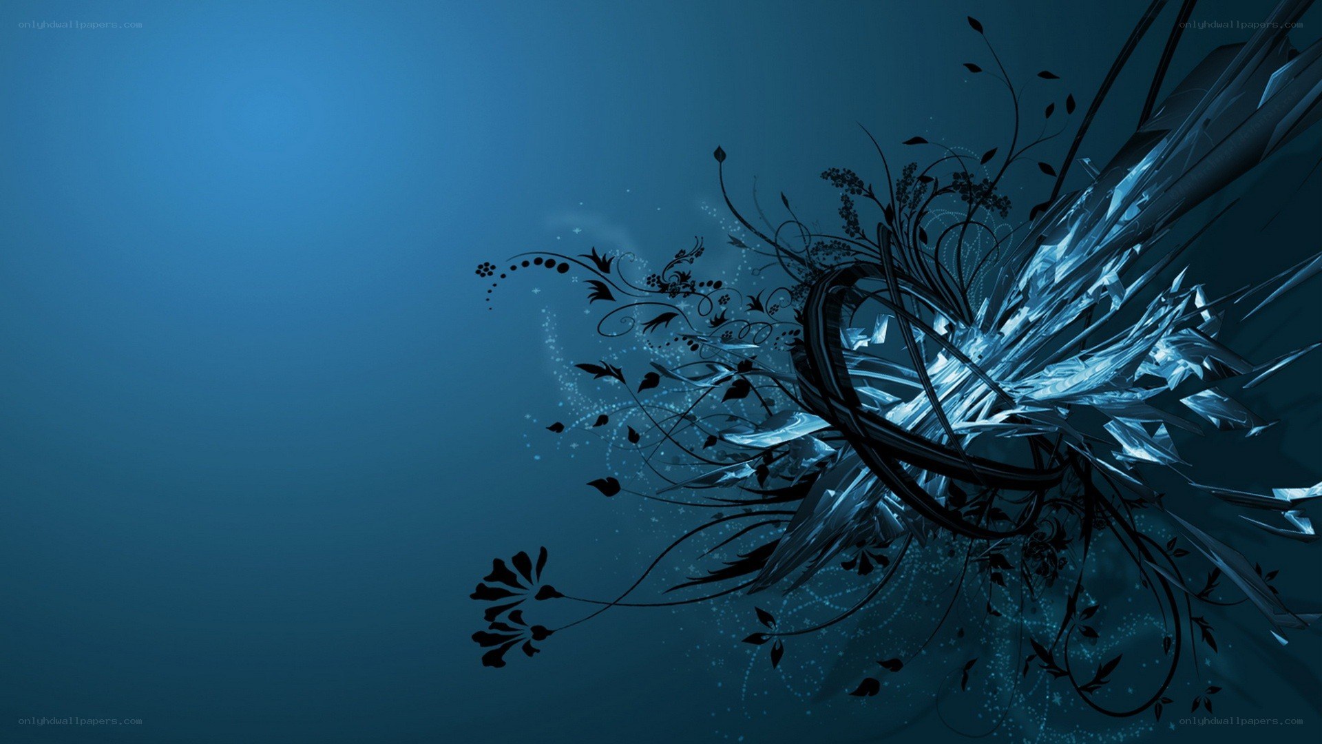 blue abstract floral design