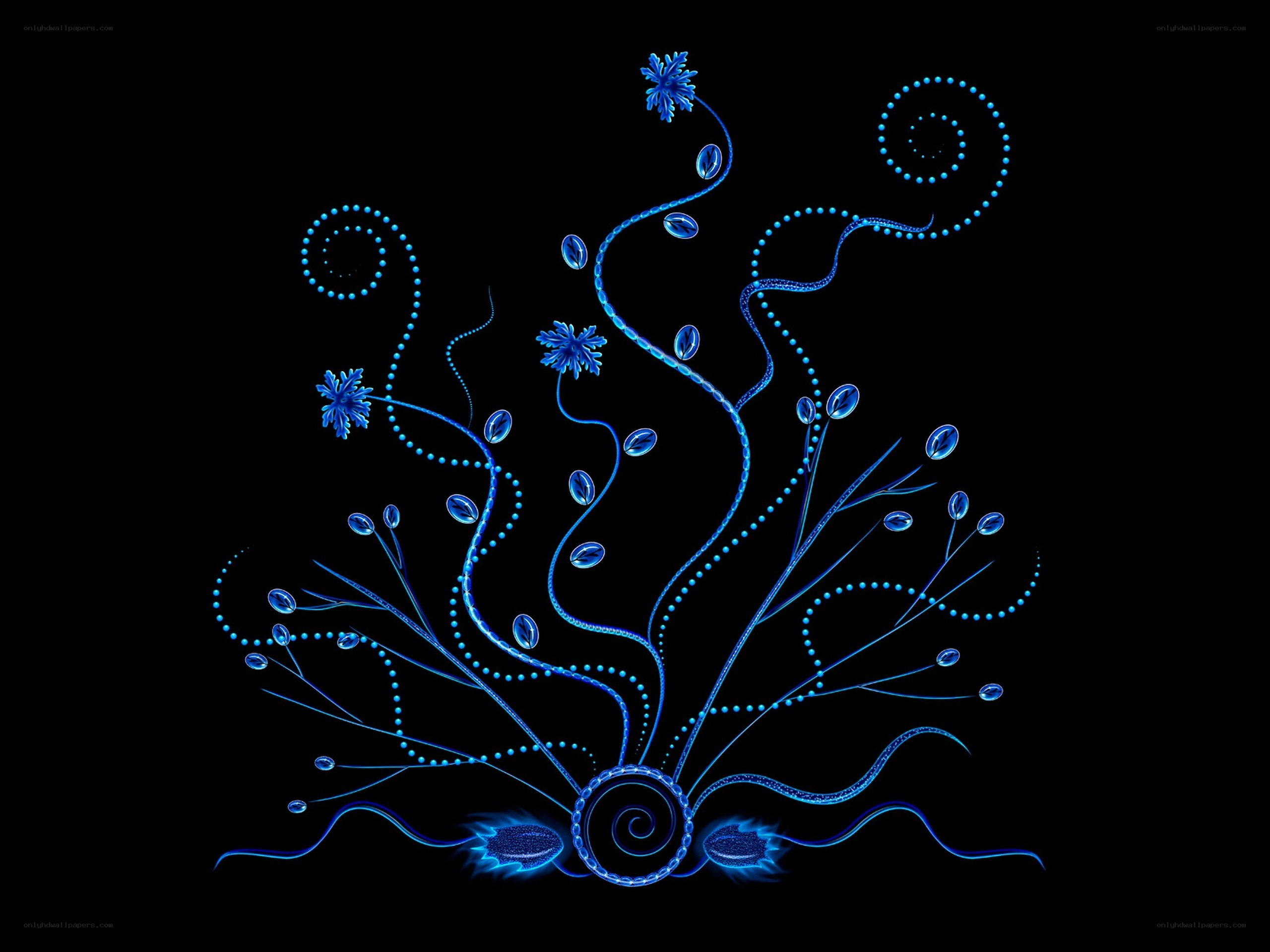 blue abstract floral design