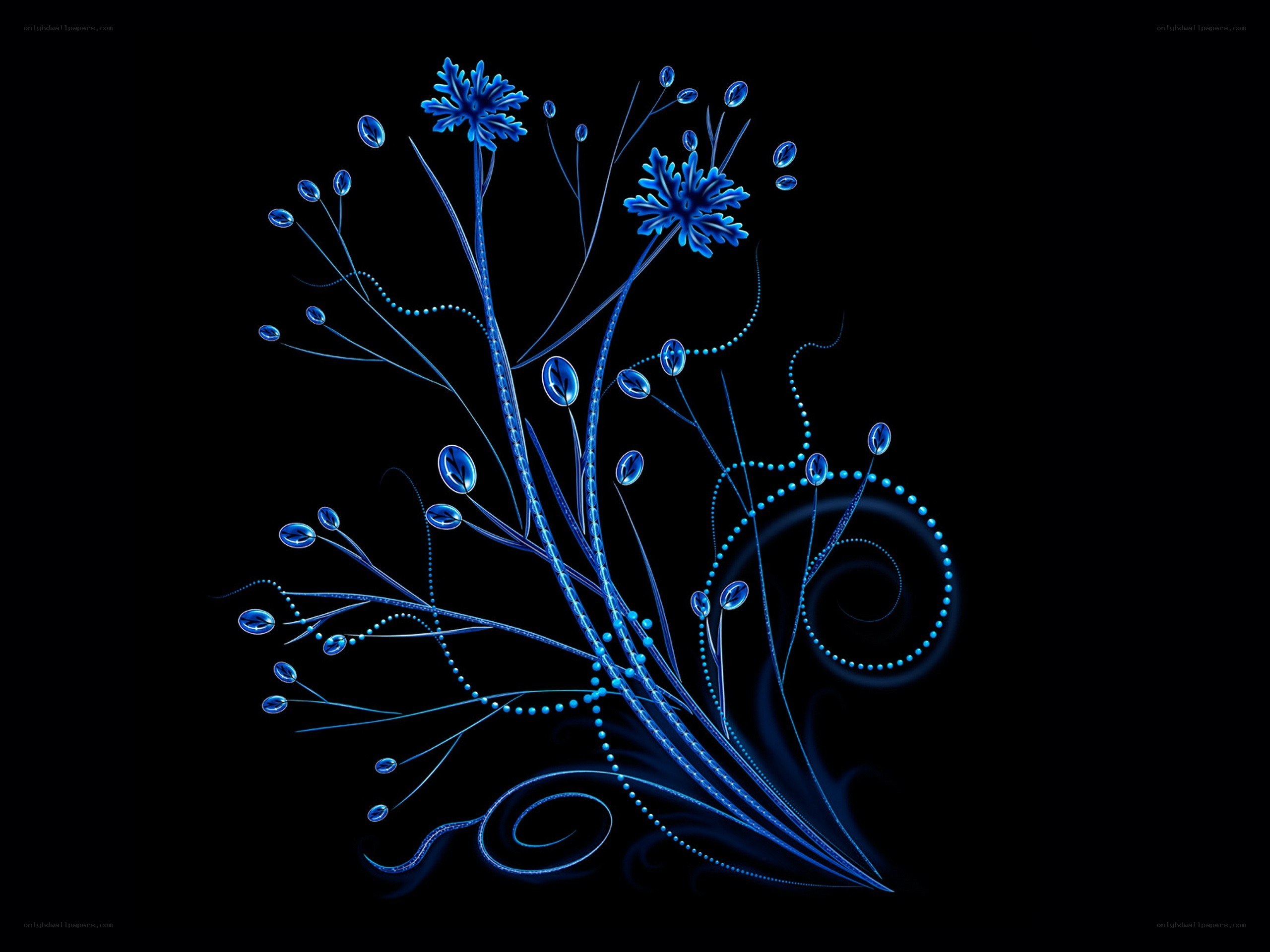 blue abstract floral design