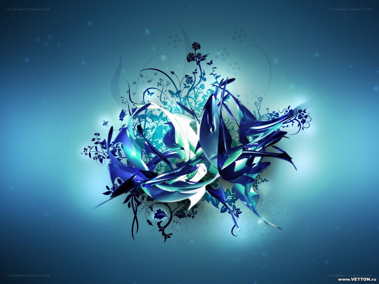 blue abstract floral design