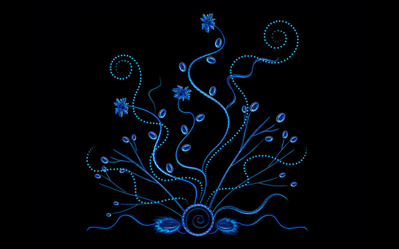blue abstract floral design