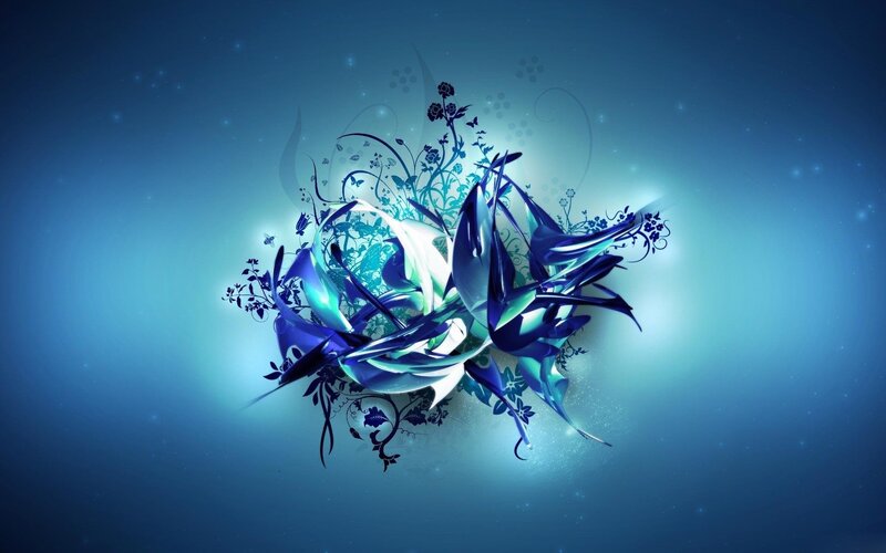 Blue Abstract Floral Design — Serene