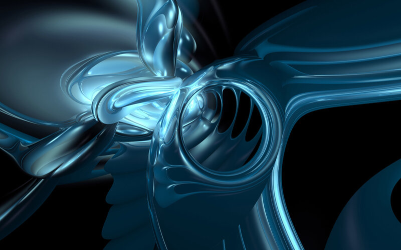 Blue Abstract Fluid Shapes — Dramatic, Digital Art, Tubes