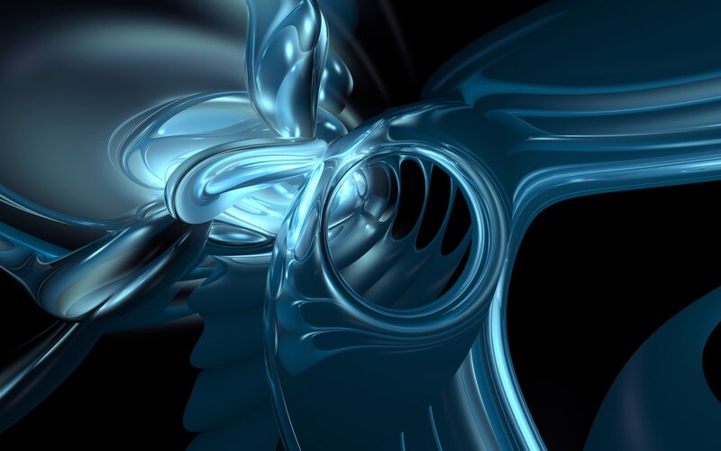 Blue Abstract Fluid Shapes — Dramatic