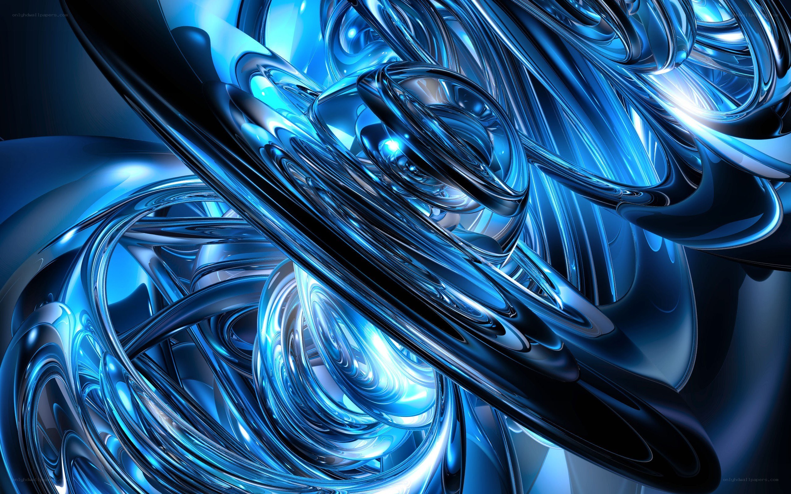 Blue abstract fluid swirls