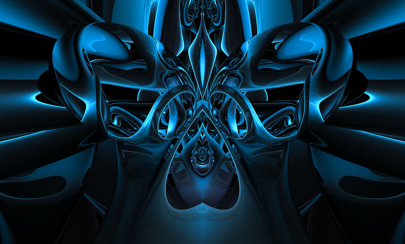 Blue Abstract Fractal Design — Dramatic