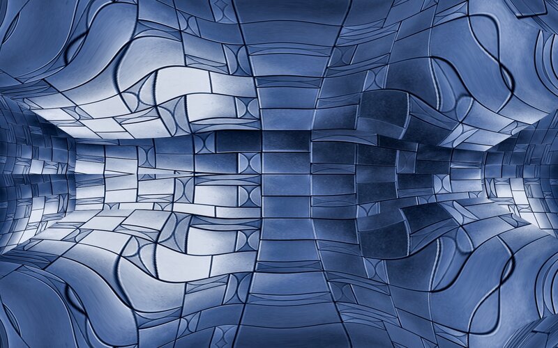 blue abstract geometric tunnel