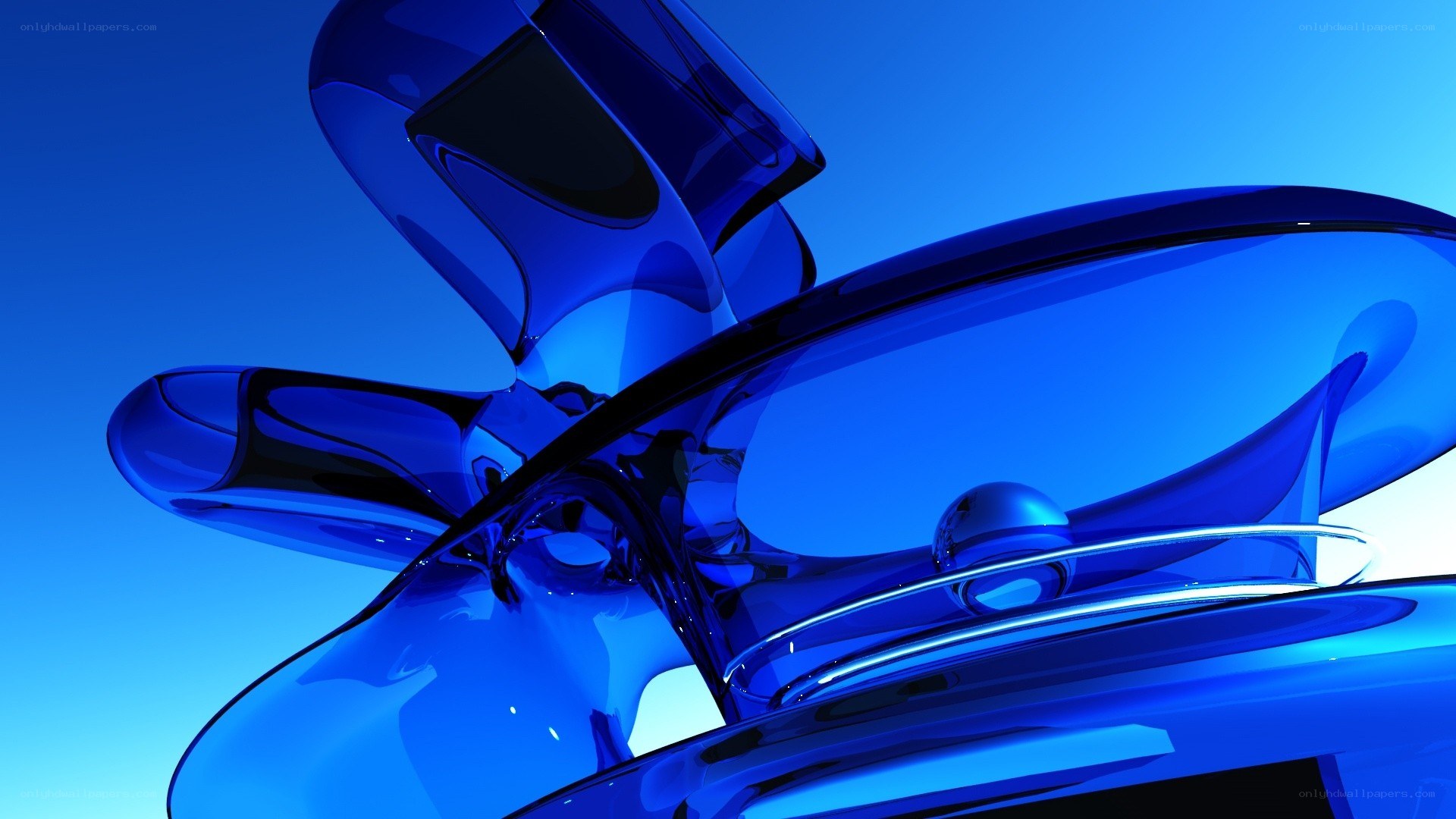 Blue abstract glass sculpture
