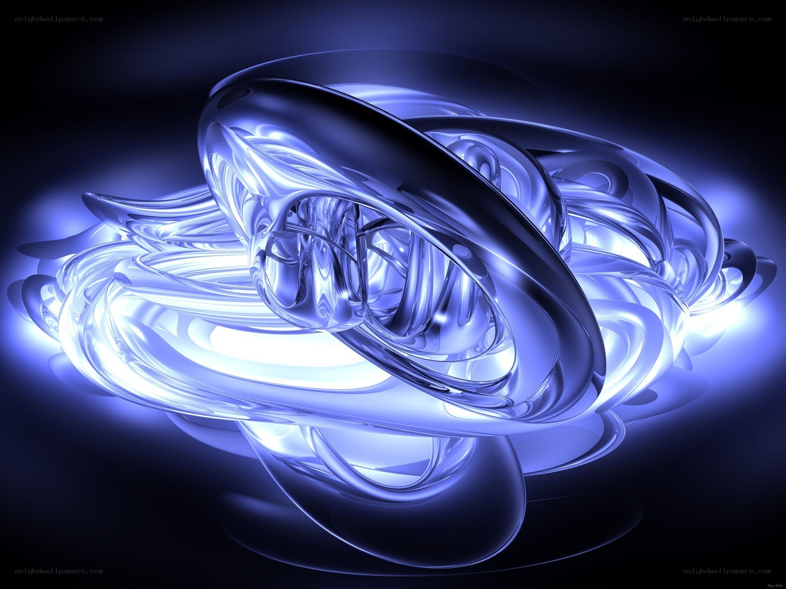 Blue abstract glowing sculpture