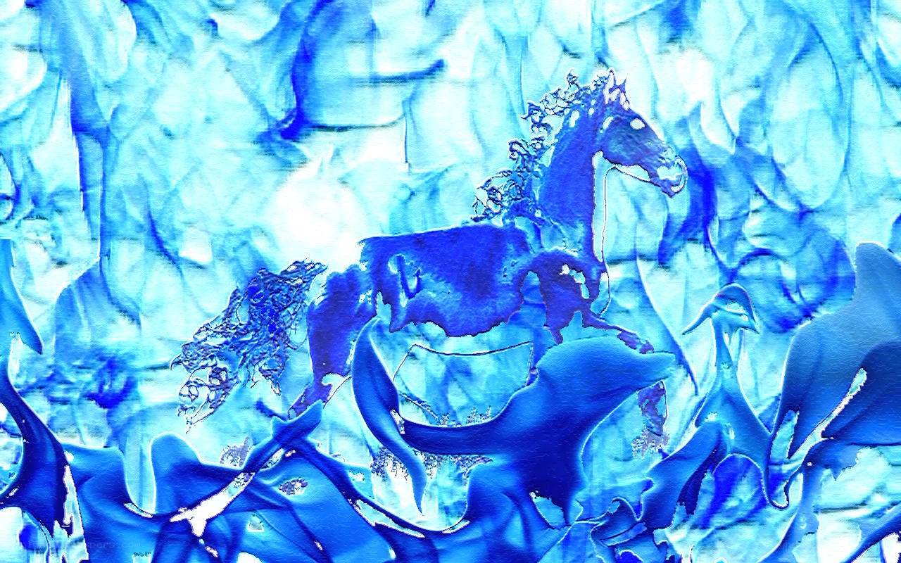 blue abstract horse art
