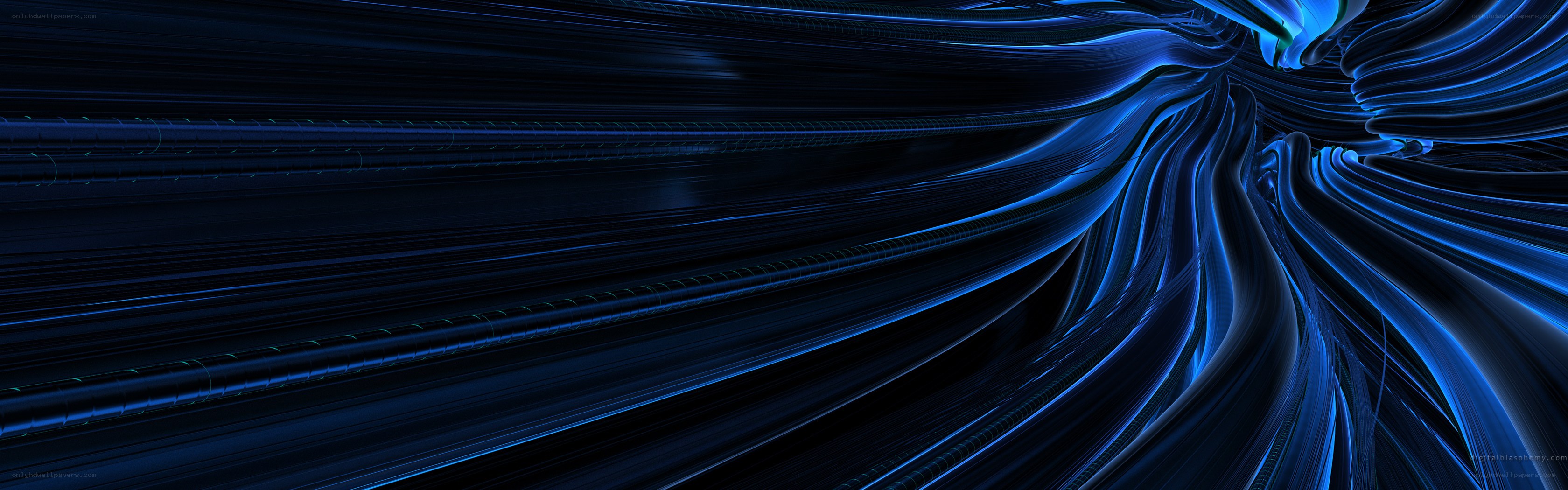 Blue abstract light waves