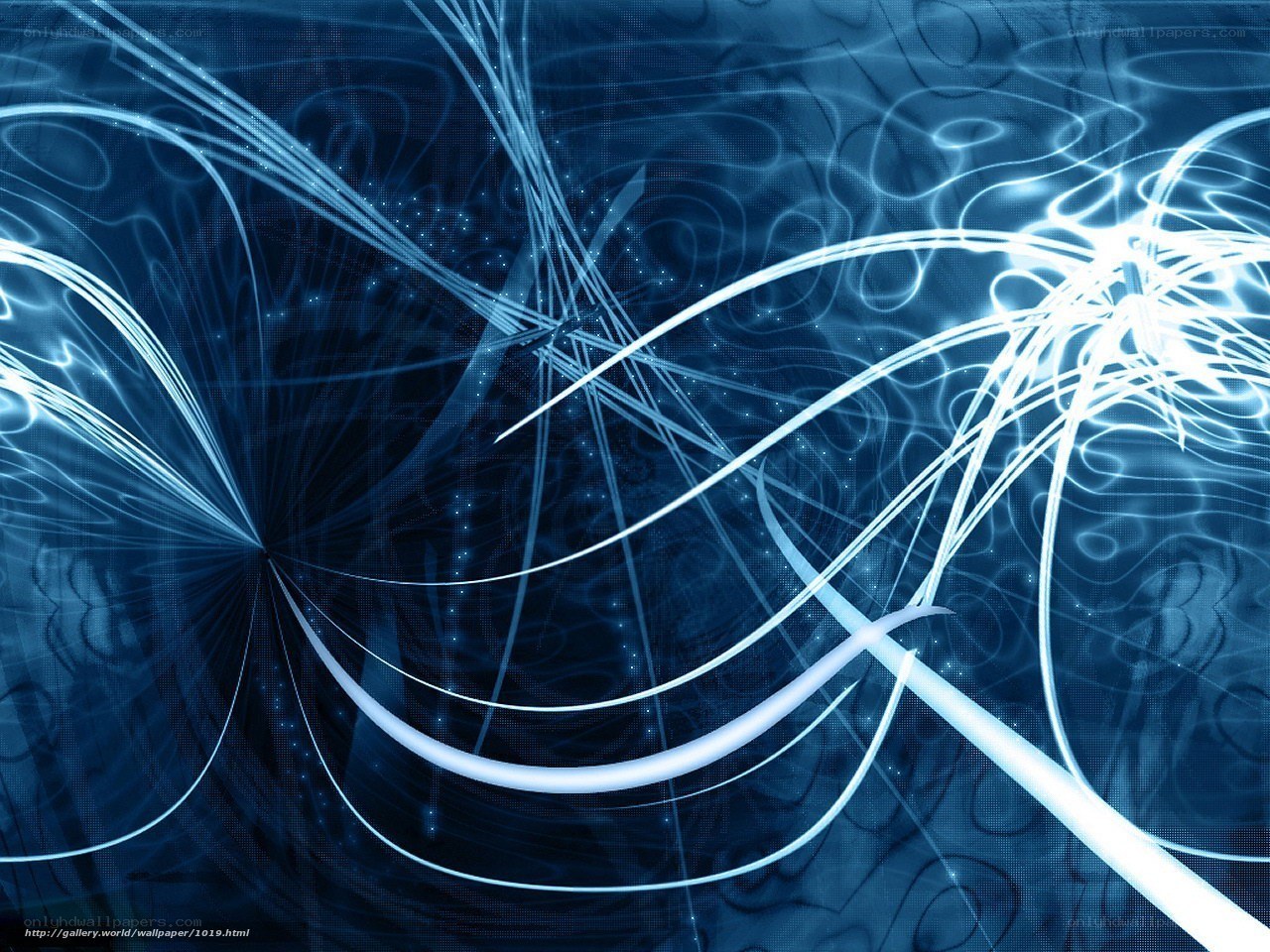 Blue abstract light waves