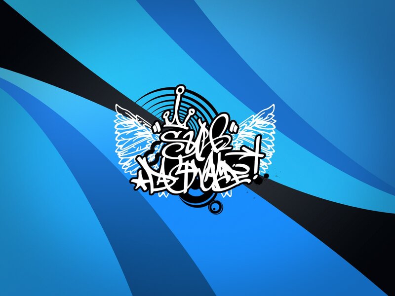 blue abstract logo with wings