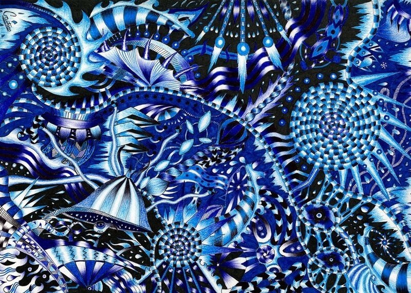 Blue abstract pattern art