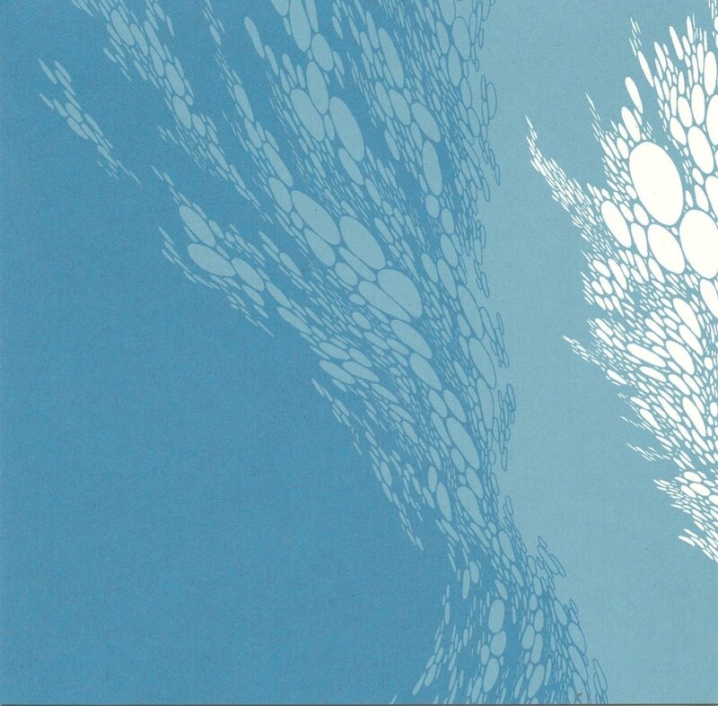 Blue abstract pattern with white shapes