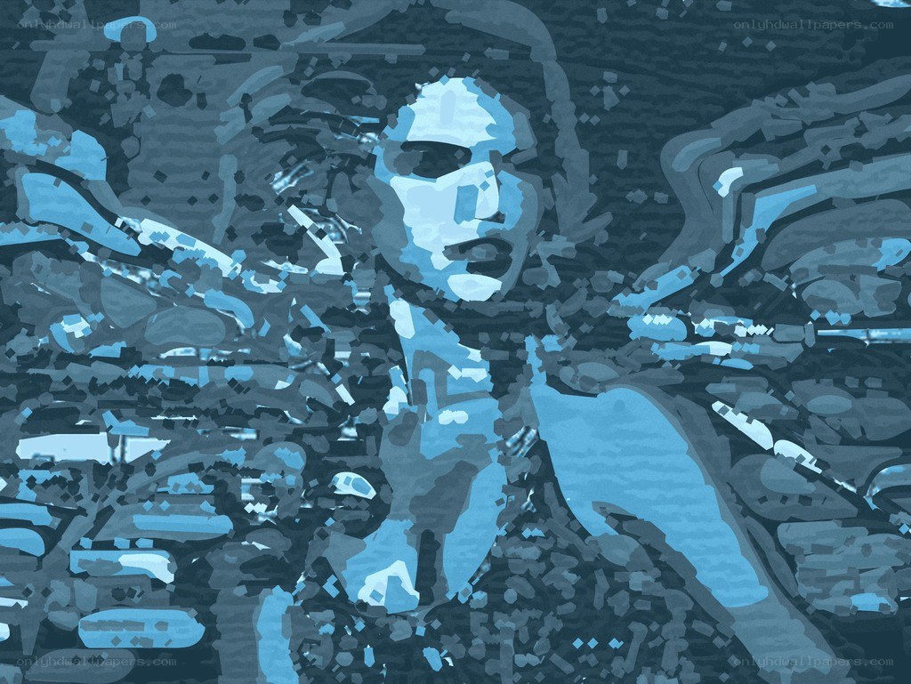 blue abstract portrait