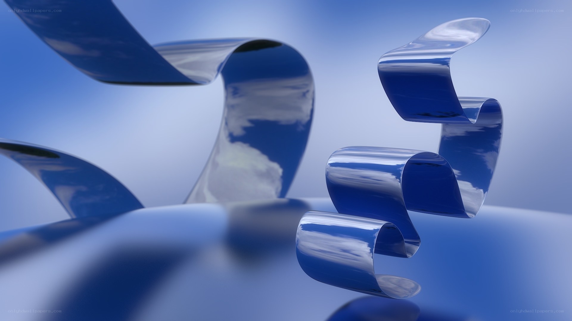 Blue abstract ribbons in motion