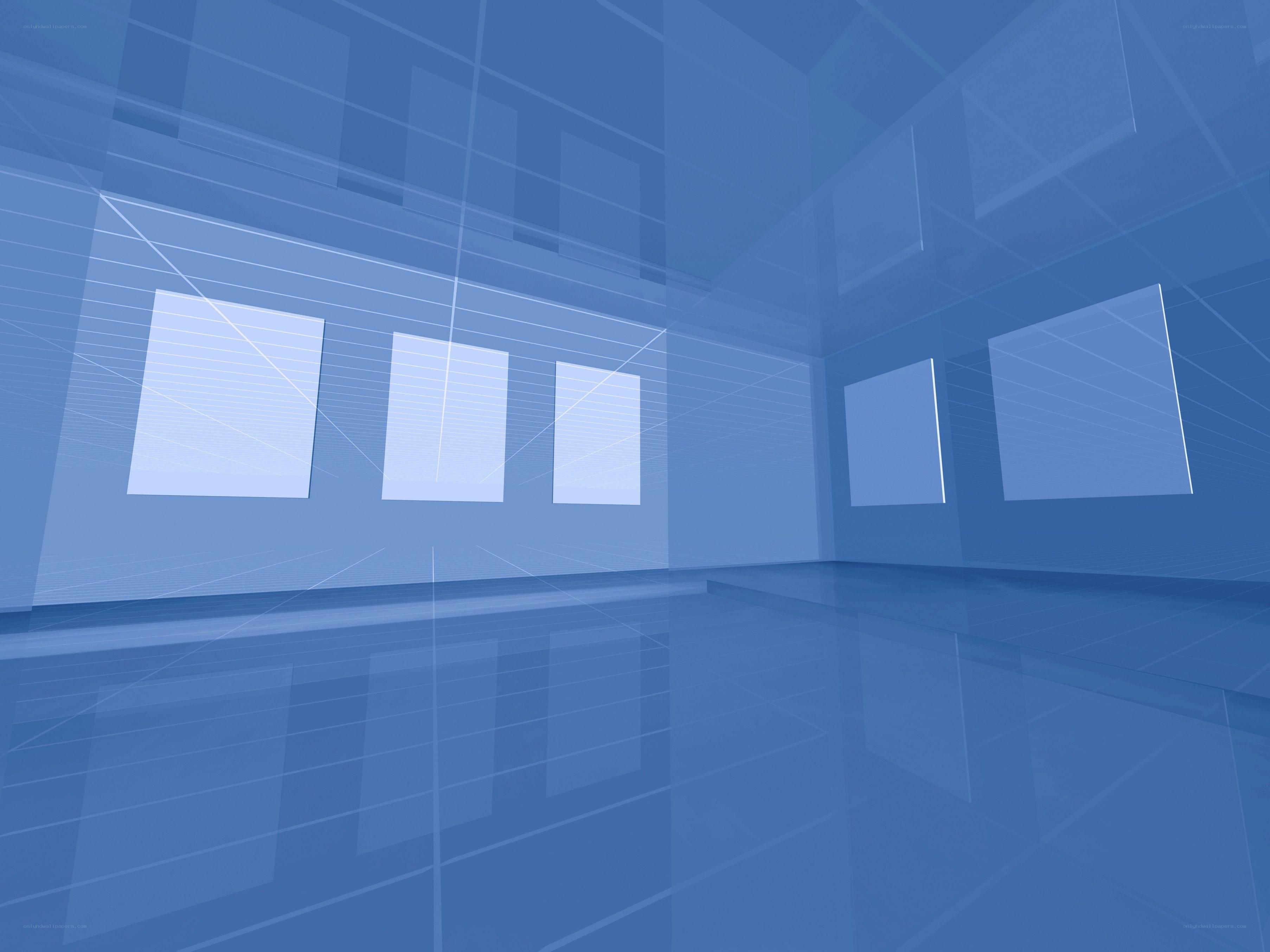 blue abstract room interior