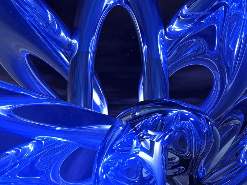 Blue Abstract Sculpture — 3d Render, Curved Shapes