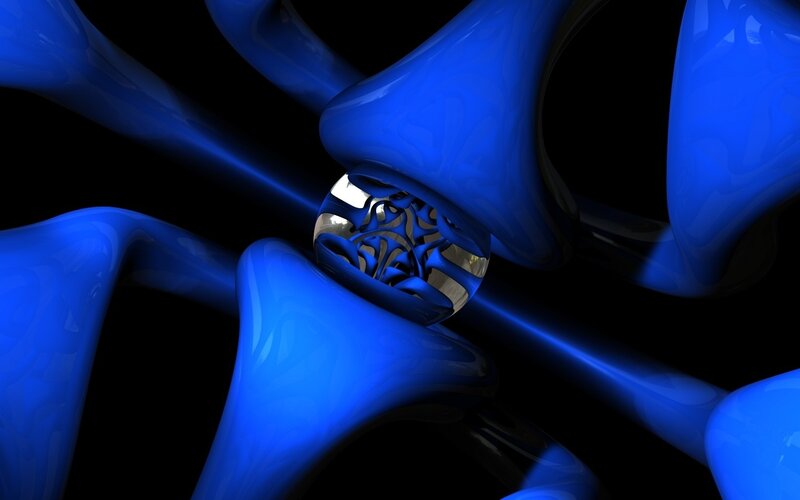Blue Abstract Sculpture — Dramatic, 3d Render