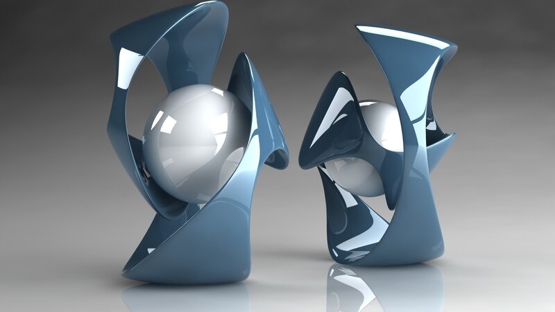 Blue Abstract Sculptures — Calm, 3d Render