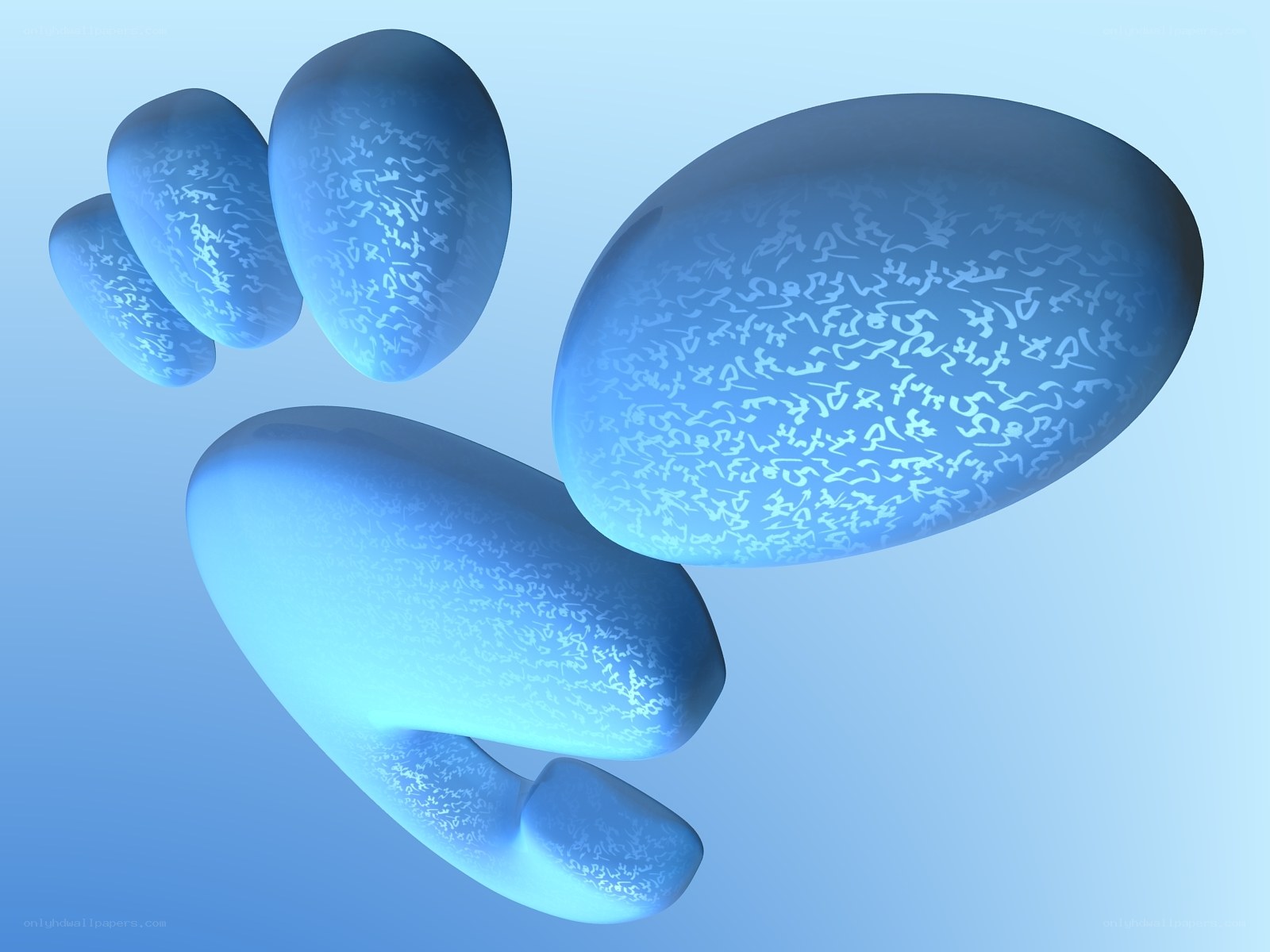 Blue abstract shapes with patterns