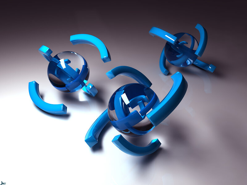 Blue Abstract Spheres — 3d Render
