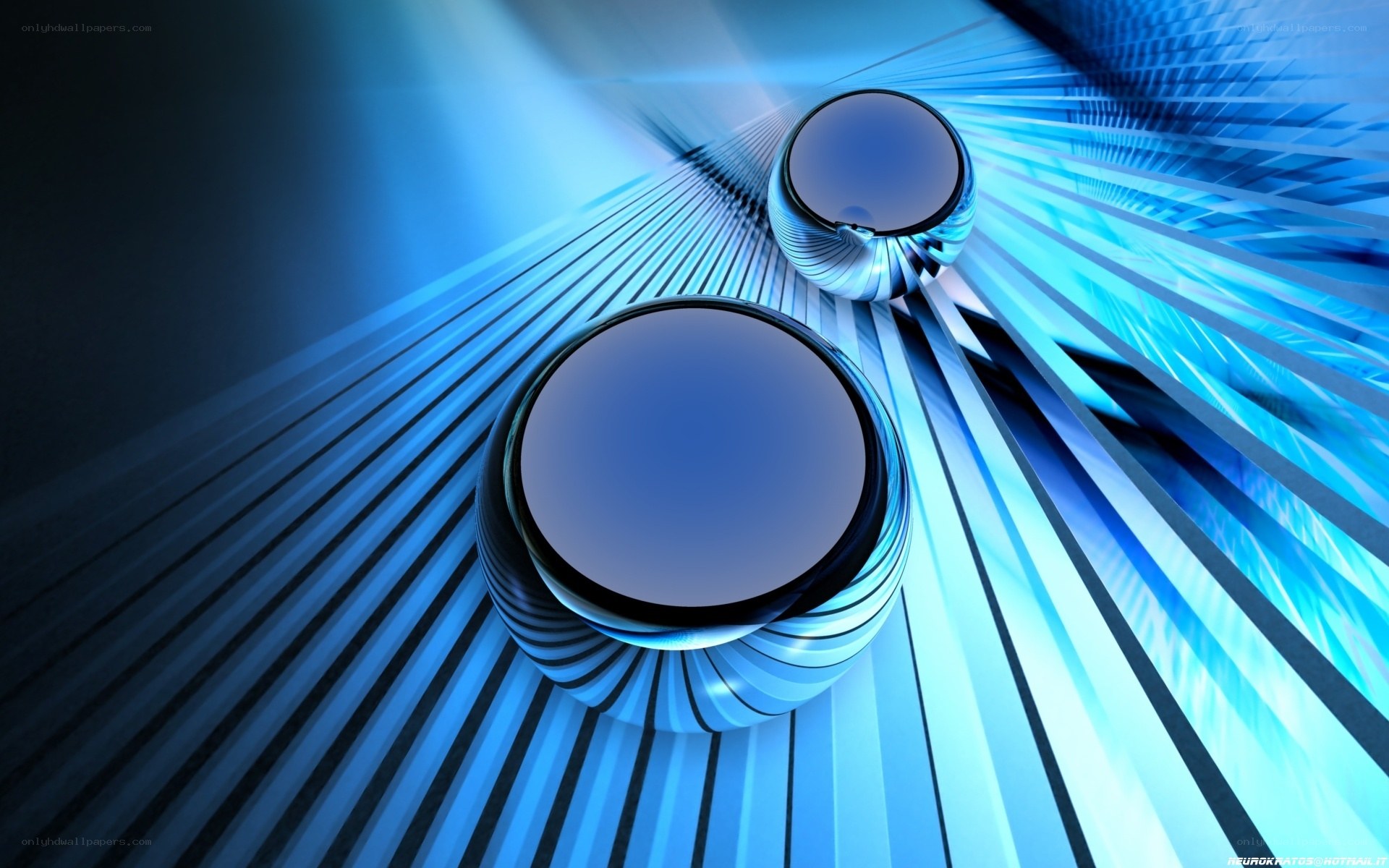 Blue abstract spheres in motion