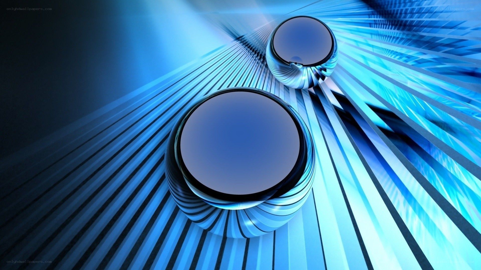 Blue abstract spheres in motion