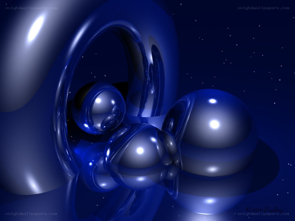 Blue abstract spheres in space