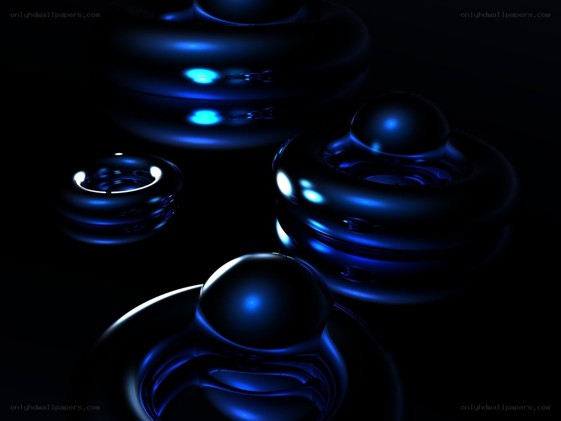 Blue abstract spheres on black