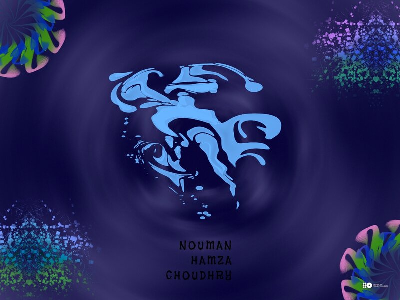 Blue Abstract Swirl — Digital Art, Text