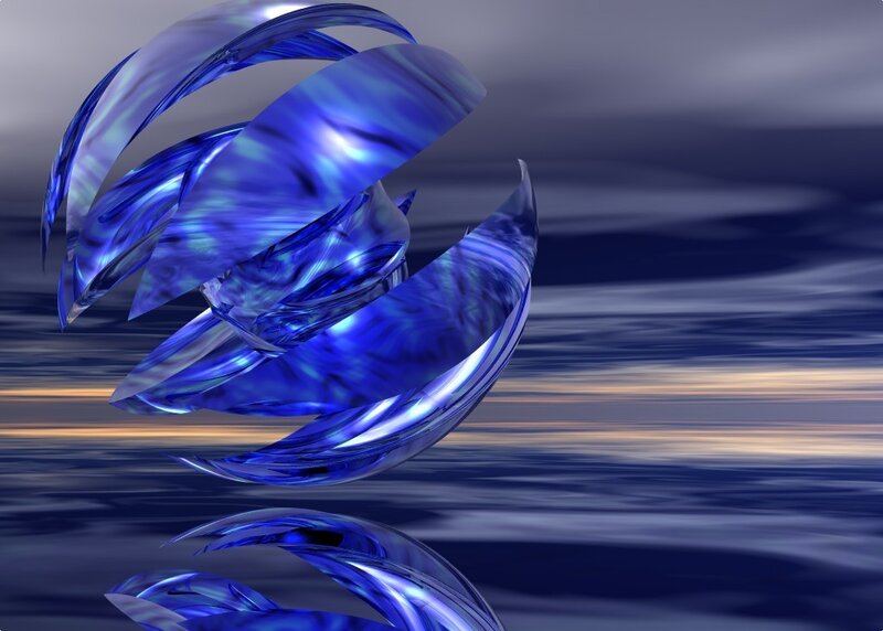 Blue abstract swirling sculpture