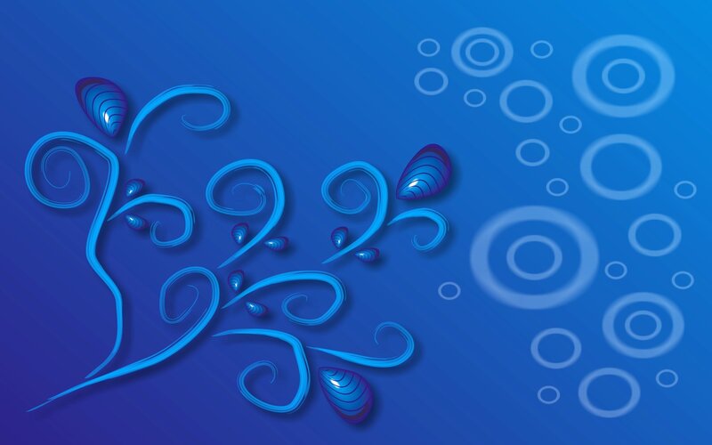 Blue abstract swirls and bubbles
