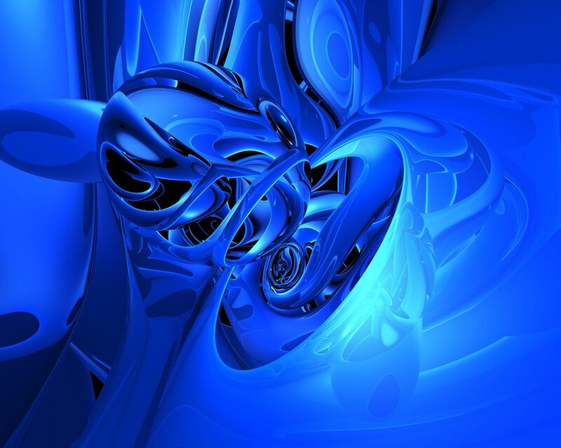 Blue Abstract Swirls — Dynamic, Digital Art, Light