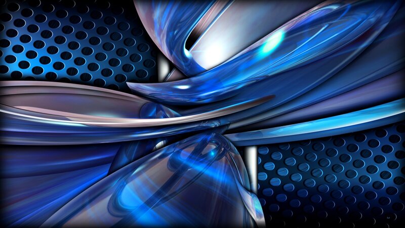 Blue Abstract Swirls — Dynamic, Digital Art, Metallic Mesh