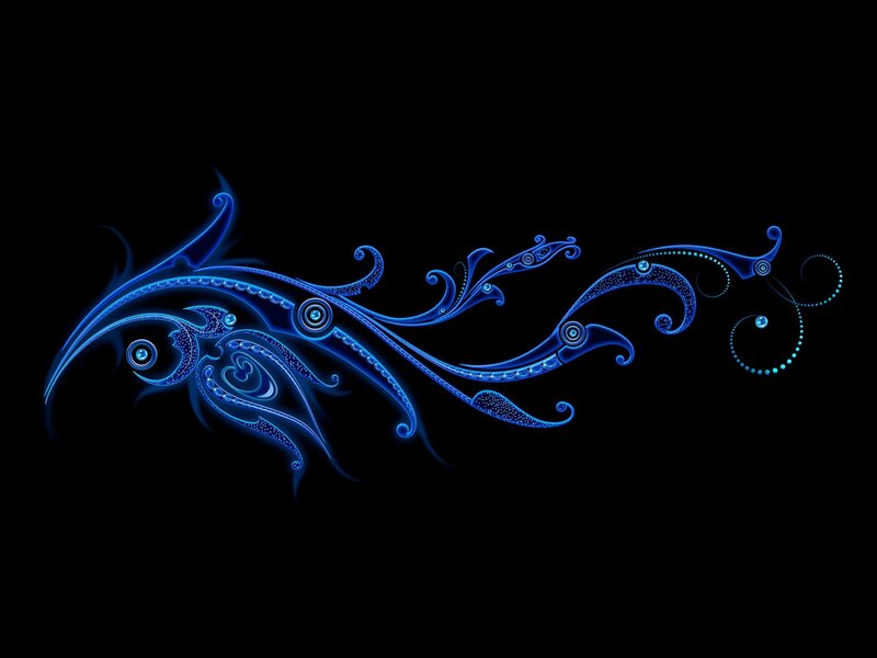 Blue Abstract Swirls — Mystical, Digital Art, Dots