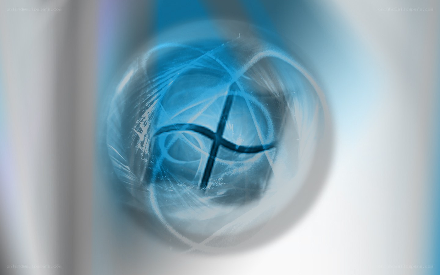 blue abstract symbol in glass