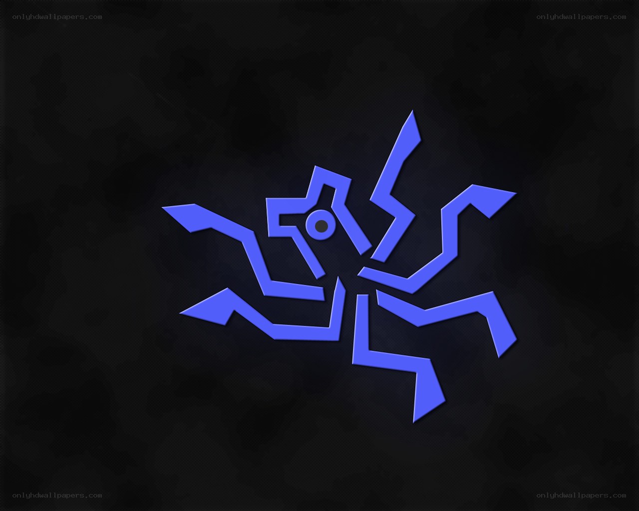 blue abstract symbol on black