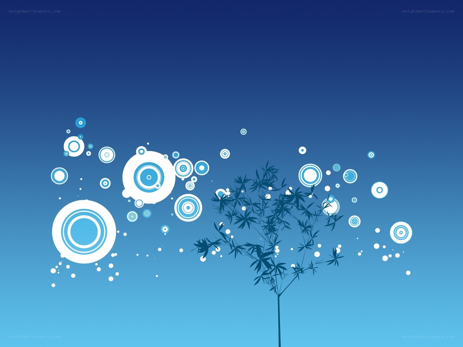Blue abstract tree with circles