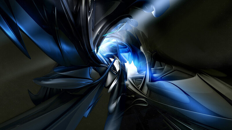 Blue Abstract Tunnel — Dramatic, Digital Art