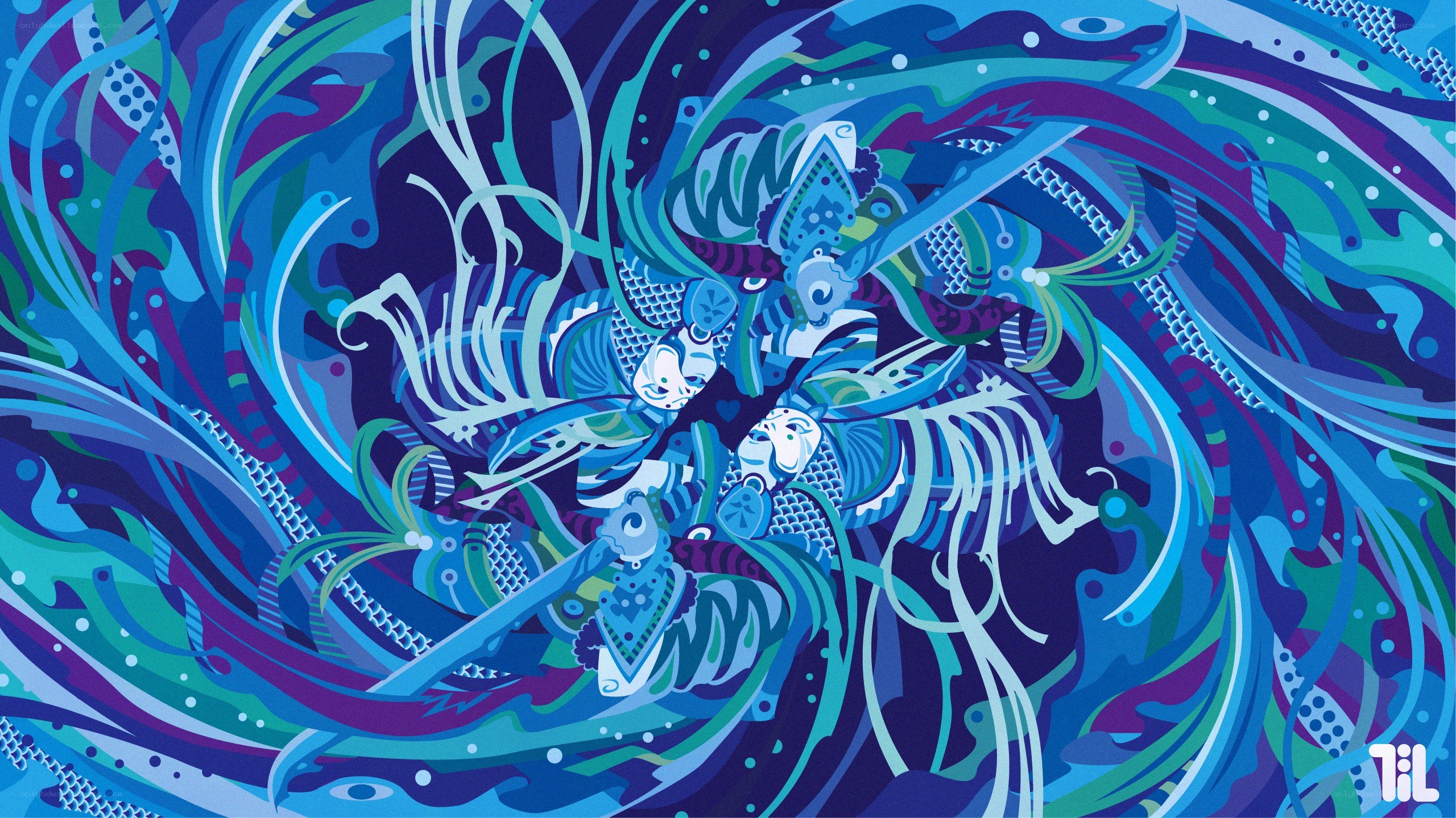 Blue abstract underwater scene