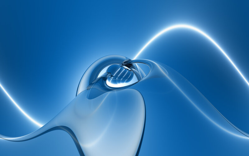 Blue Abstract Wave — Serene, Digital Art, Light, White